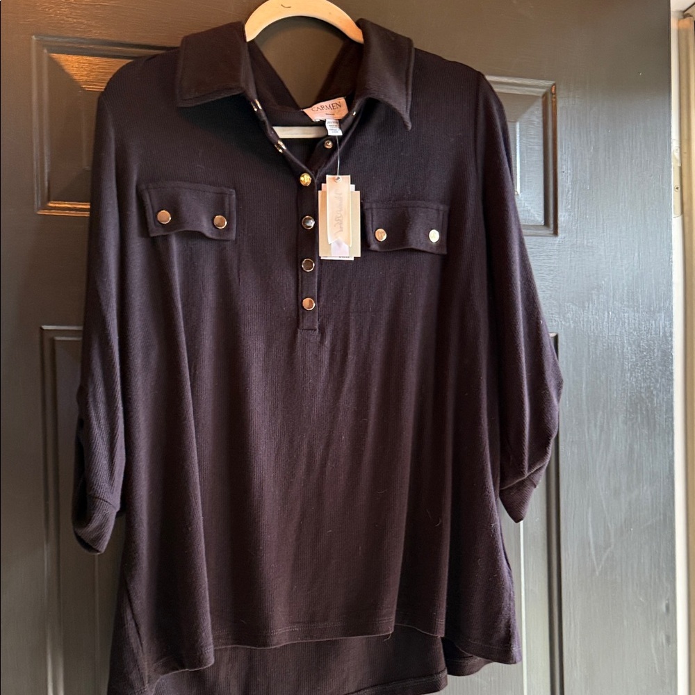 Elegant Black Button-Up Blouse